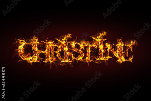Christine name made of fire and flames