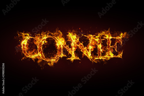 Connie name made of fire and flames