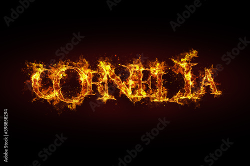Cornelia name made of fire and flames