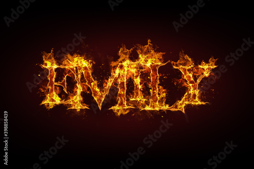 Emily name made of fire and flames