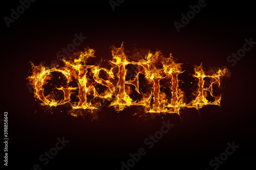 Giselle name made of fire and flames