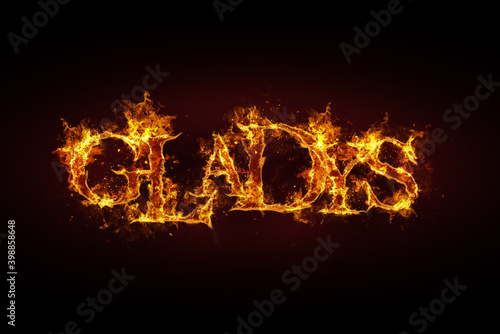 Gladys name made of fire and flames