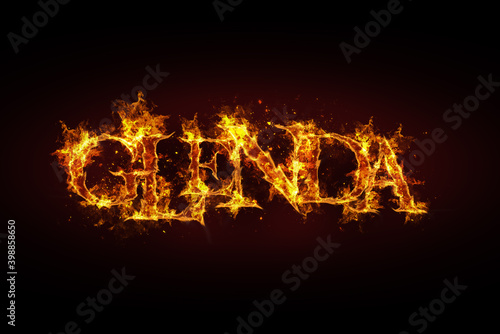 Glenda name made of fire and flames