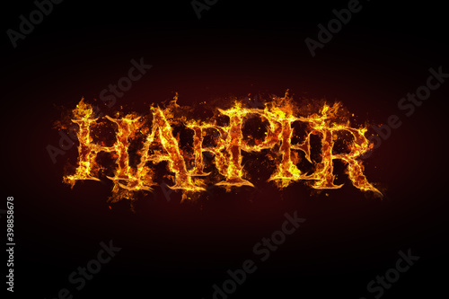 Harper name made of fire and flames
