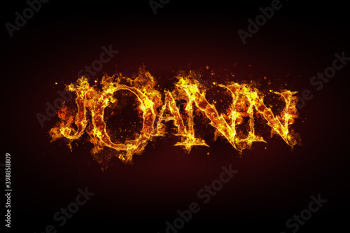 Joann name made of fire and flames