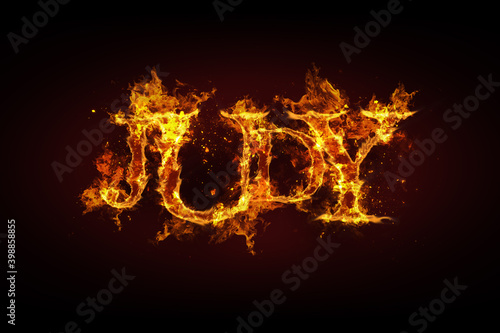 Judy name made of fire and flames