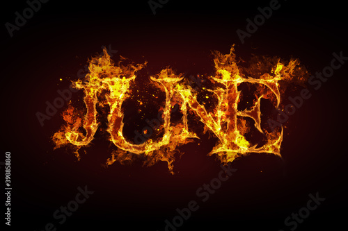 June name made of fire and flames