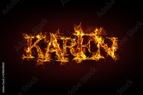 Karen name made of fire and flames