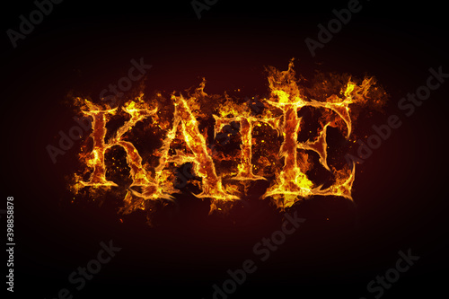 Cuadro en lienzo Kate name made of fire and flames