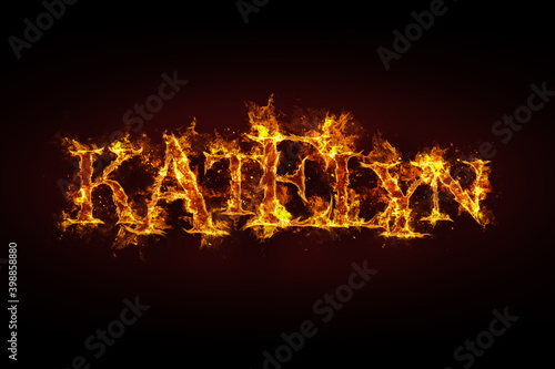 Katelyn name made of fire and flames