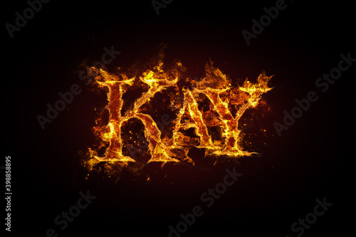 Kay name made of fire and flames