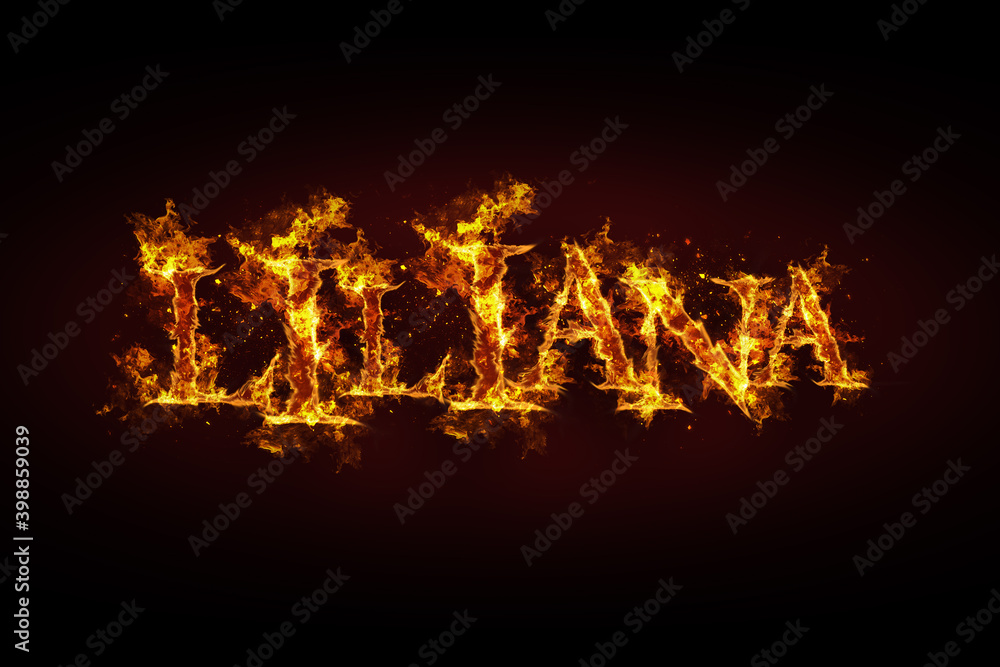 Liliana name made of fire and flames