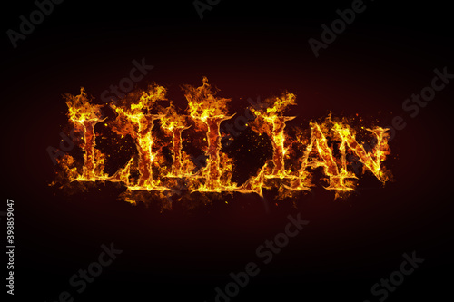 Lillian name made of fire and flames