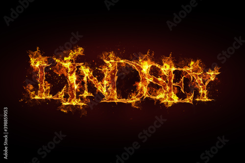 Lindsey name made of fire and flames