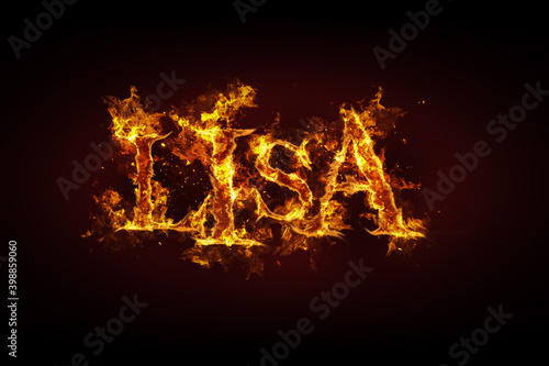Lisa name made of fire and flames
