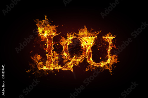 Lou name made of fire and flames