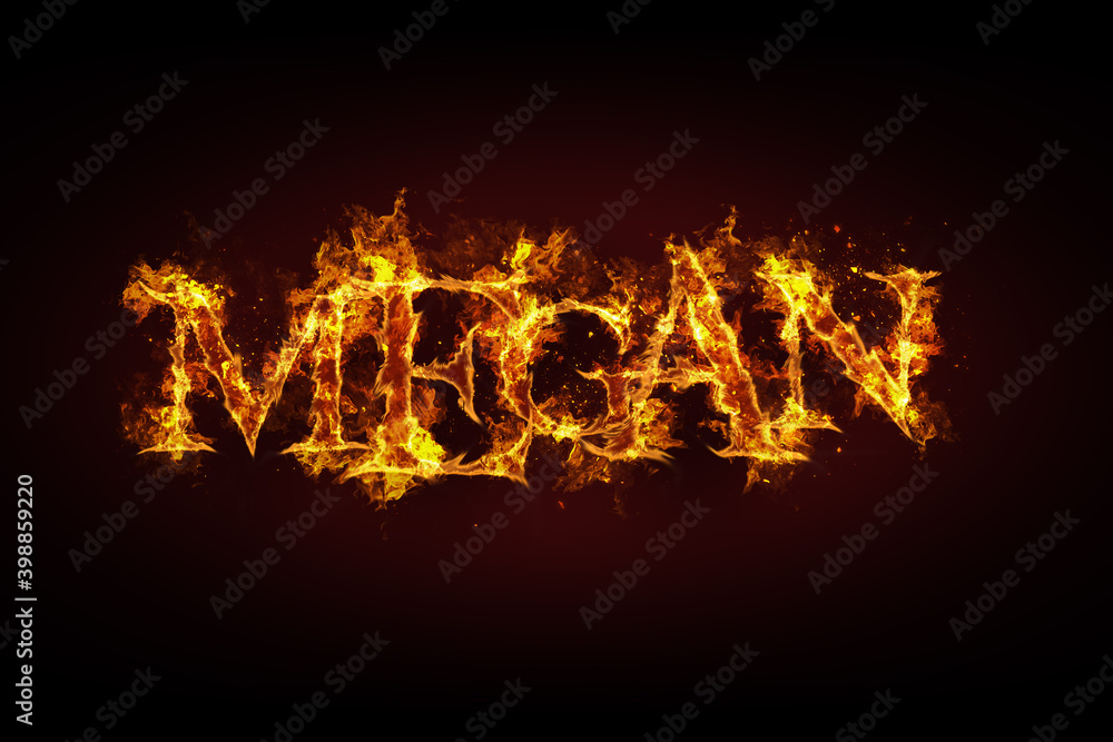 Megan name made of fire and flames