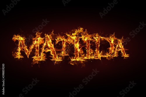 Matilda name made of fire and flames