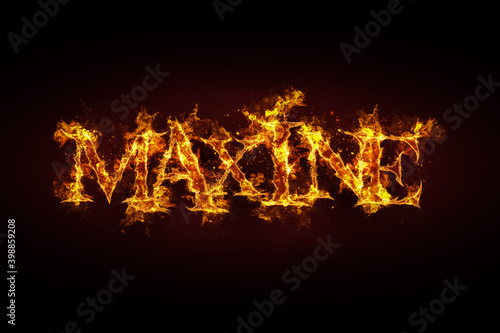 Maxine name made of fire and flames