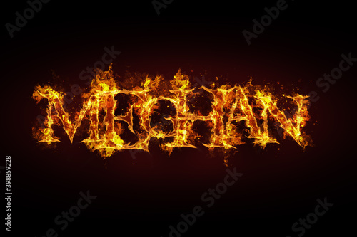 Meghan name made of fire and flames