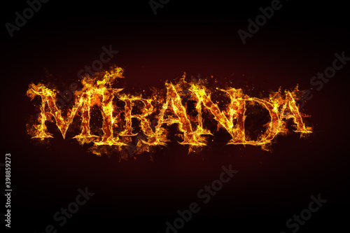 Miranda name made of fire and flames