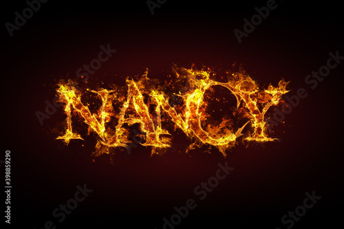 Nancy name made of fire and flames