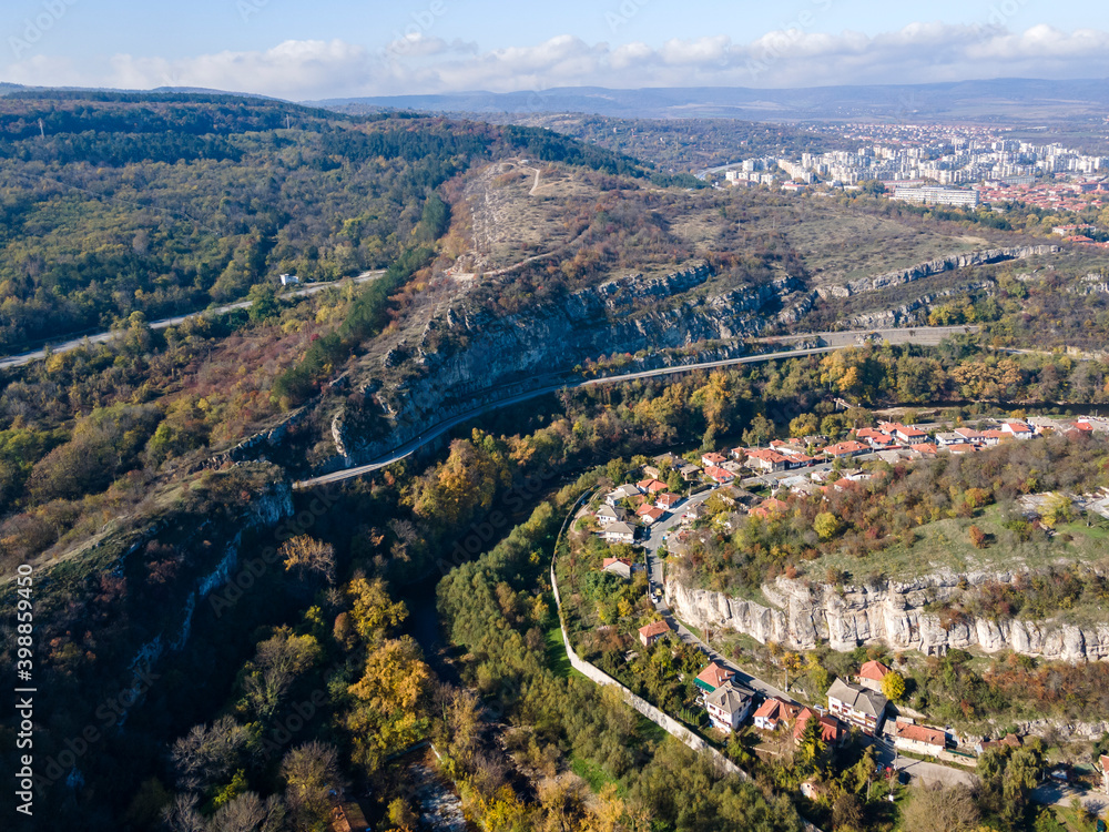 Aerial view of center of town of Lovech, Bulgaria