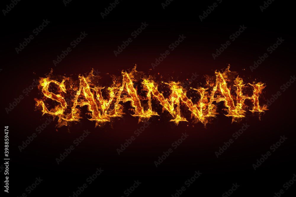 Savannah name made of fire and flames Savannah name made of fire and flames