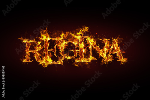 Regina name made of fire and flames