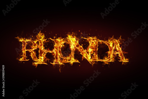 Rhonda name made of fire and flames