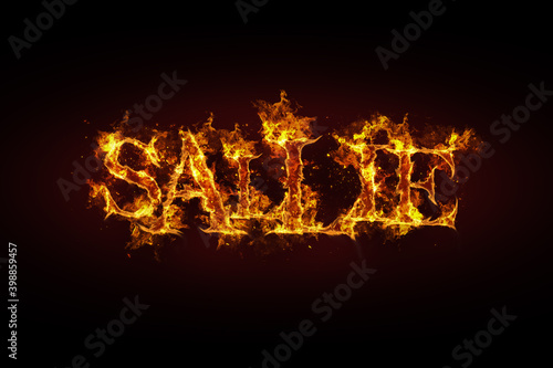 Sallie name made of fire and flames