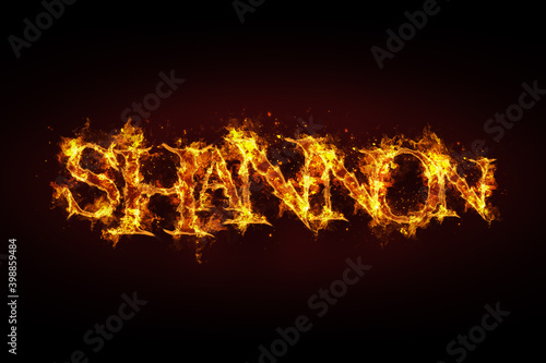 Shannon name made of fire and flames