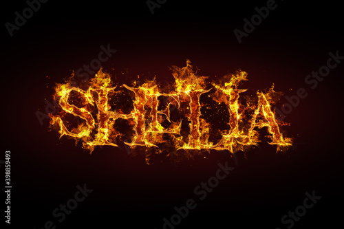 Shelia name made of fire and flames