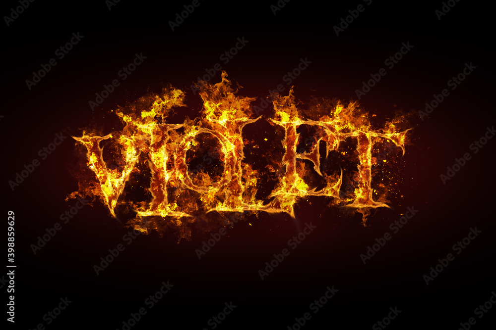 Violet name made of fire and flames Violet name made of fire and flames