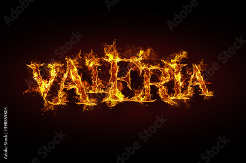 Valeria name made of fire and flames
