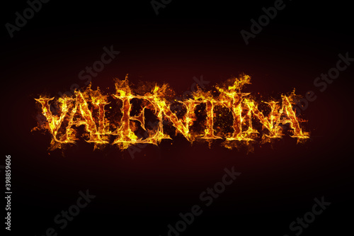 Valentina name made of fire and flames