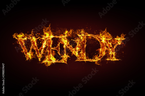 Wendy name made of fire and flames