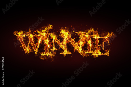 Winnie name made of fire and flames