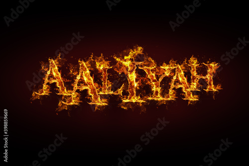 Aaliyah name made of fire and flames