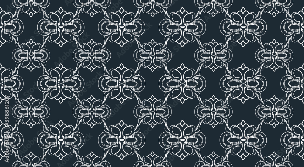 Decorative ornament damask pattern Textile wallpaper classic decor Decorative ornament damask pattern Textile wallpaper classic decor