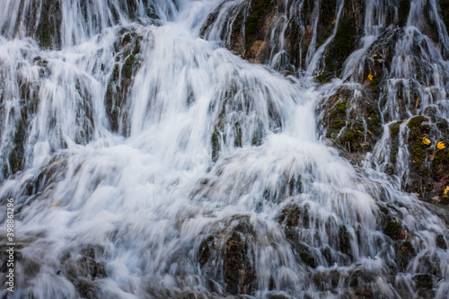 many branches from a large waterfall in the forest while hiking