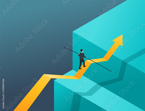 Business risk and strategy profit with big arrow 