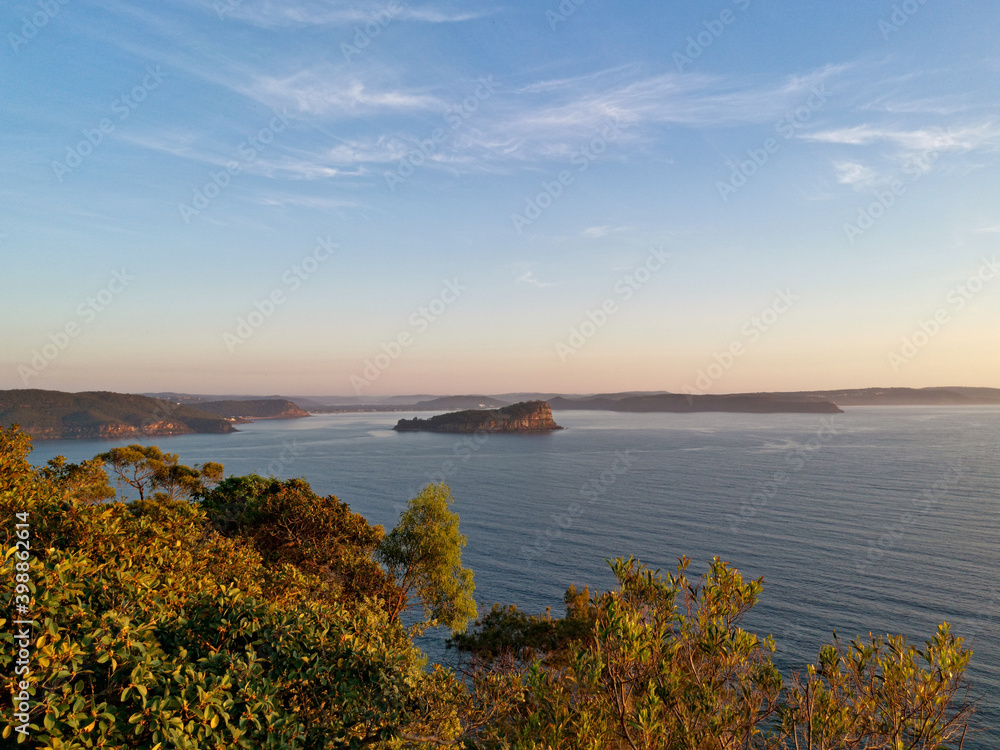 Beautiful view of the ocean, West Head Lookout towards Barrenjoey Head, Palm beach, Sydney, New South Wales, Australia
