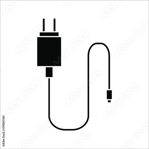 charger Flat icon on white background. color editable photo