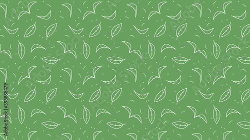 Green tea pattern wallpaper. Green tea doodle vector.