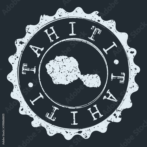Tahiti Island Map Seal. Silhouette Postal Passport Stamp. Round Vector Icon Postmark.