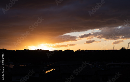 sunset in the city