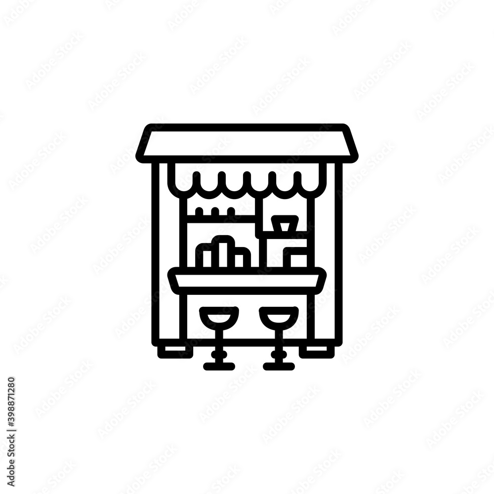 snack booth vector icon line style. Perfect for website, application, commerce, presentation, logo and more. simple, thin and modern outline icon snack booth vector icon line style. Perfect for website, application, commerce, presentation, logo and more. simple, thin and modern outline icon