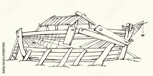 Unfinished Noah's Ark. Vector drawing