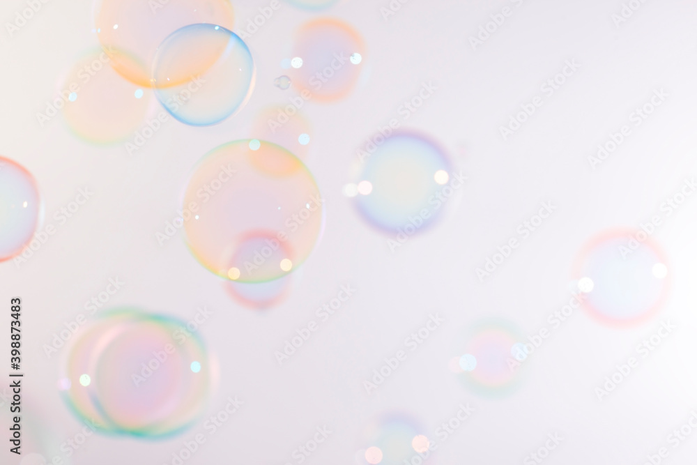 Beautiful colorful circle soap bubbles texture background. holiday fun summer background.
